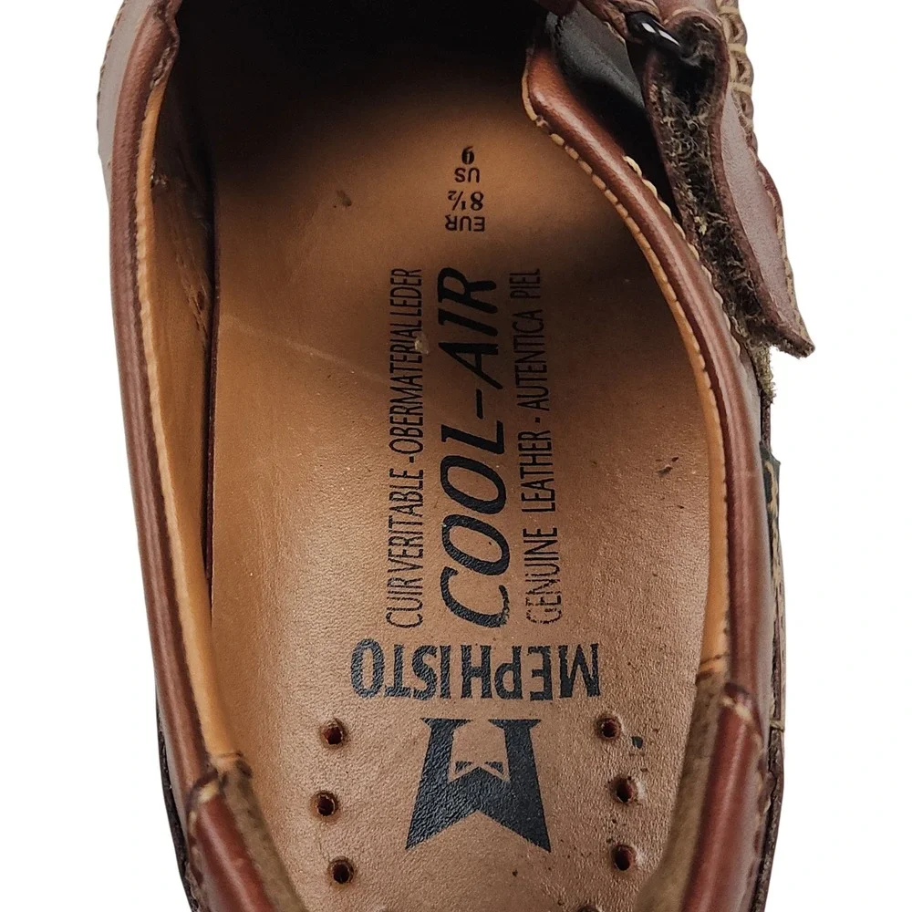 Mephisto Cool Air Ivano Fisherman Style Sandals Loafers Sz 9 Brown Leather Shoes